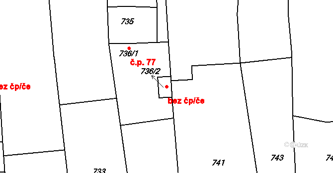 Tvarožná 83137432 na parcele st. 736/2 v KÚ Tvarožná, Katastrální mapa