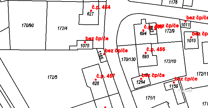 Košťany 89983432 na parcele st. 1165 v KÚ Košťany, Katastrální mapa