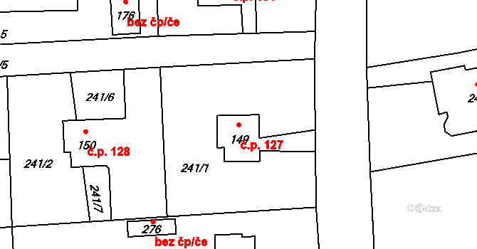 Blatno 127 na parcele st. 149 v KÚ Blatno u Podbořan, Katastrální mapa