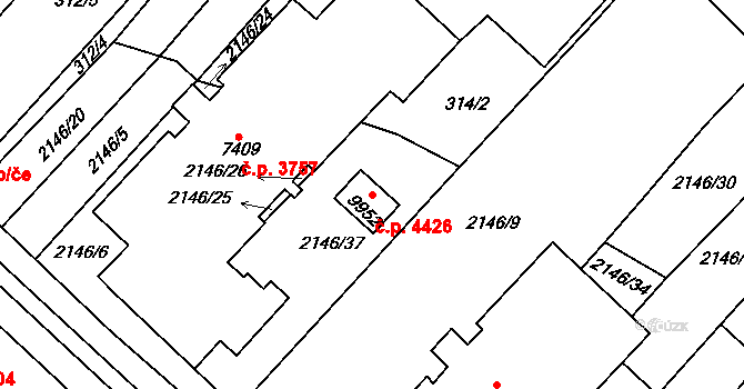 Hodonín 4426 na parcele st. 9952 v KÚ Hodonín, Katastrální mapa