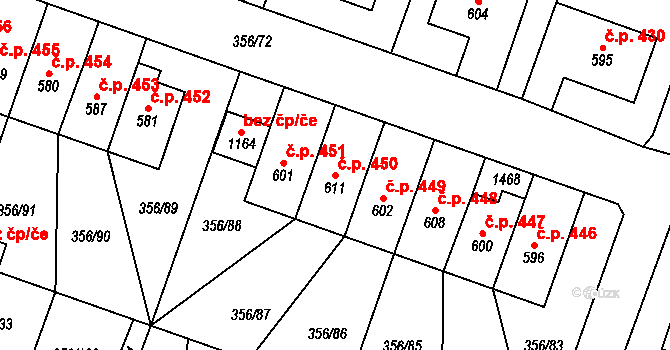 Ždírec nad Doubravou 450 na parcele st. 611 v KÚ Ždírec nad Doubravou, Katastrální mapa