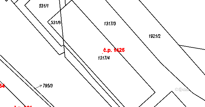 Řepy 1425, Praha na parcele st. 1317/4 v KÚ Řepy, Katastrální mapa