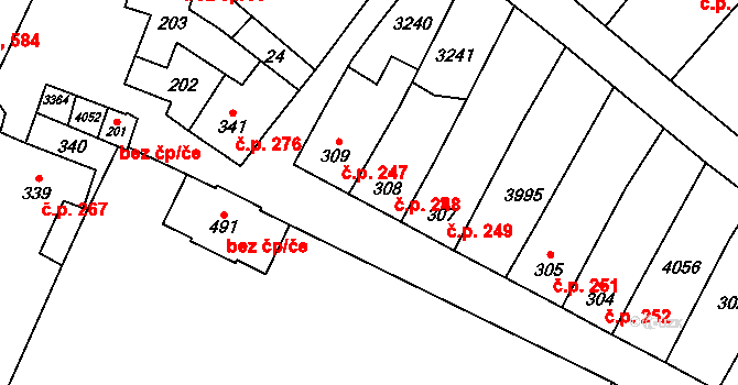 Tovačov I-Město 248, Tovačov na parcele st. 308 v KÚ Tovačov, Katastrální mapa