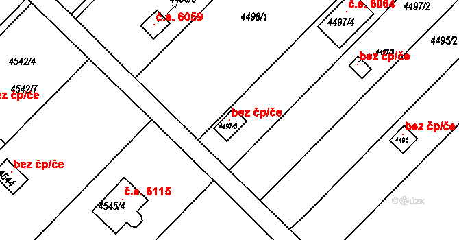 Znojmo 118525433 na parcele st. 4497/5 v KÚ Znojmo-město, Katastrální mapa