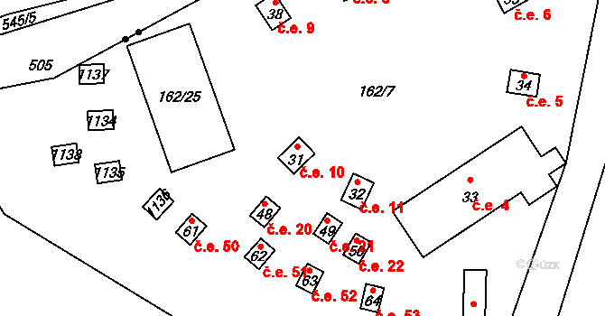 Beranovka 10, Teplá na parcele st. 31 v KÚ Beranovka, Katastrální mapa
