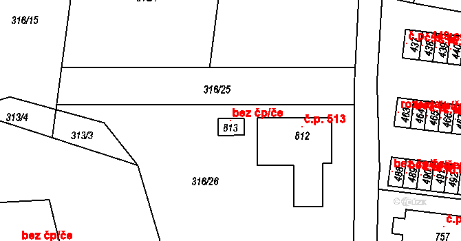 Krupka 119173433 na parcele st. 813 v KÚ Maršov u Krupky, Katastrální mapa