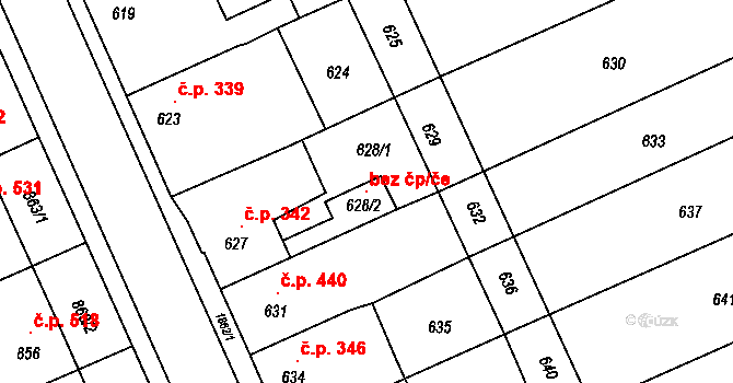 Štěpánov 120260433 na parcele st. 628/2 v KÚ Štěpánov u Olomouce, Katastrální mapa