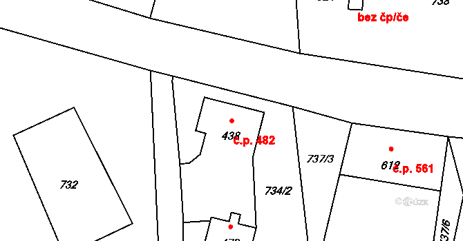 Lučany nad Nisou 482 na parcele st. 438 v KÚ Lučany nad Nisou, Katastrální mapa