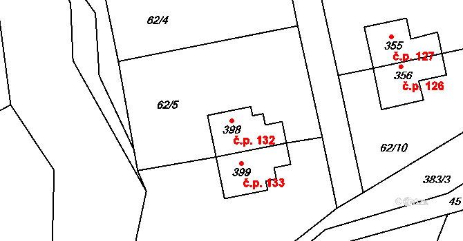 Hostěradice 132, Kamenný Přívoz na parcele st. 398 v KÚ Hostěradice, Katastrální mapa