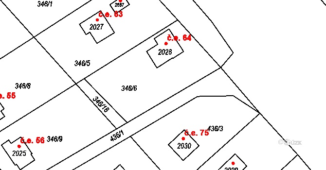 Ostravice 64 na parcele st. 2028 v KÚ Ostravice 1, Katastrální mapa