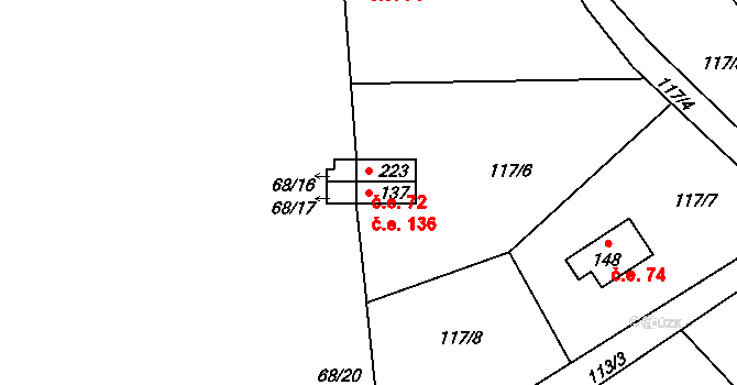 Štěnkov 136, Třebechovice pod Orebem na parcele st. 137 v KÚ Štěnkov, Katastrální mapa