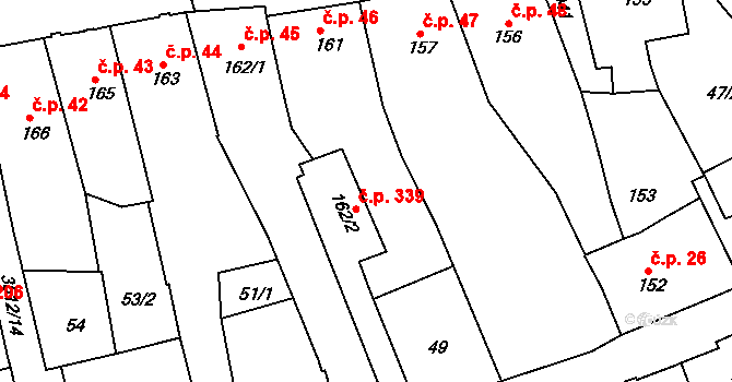 Cvikov I 339, Cvikov na parcele st. 162/2 v KÚ Cvikov, Katastrální mapa