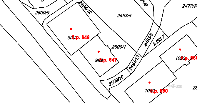 Kardašova Řečice 647 na parcele st. 989 v KÚ Kardašova Řečice, Katastrální mapa