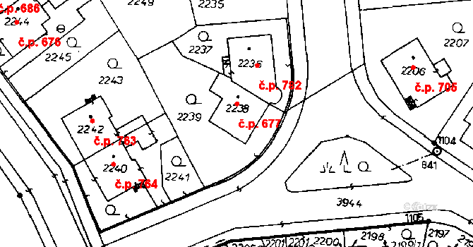 Poděbrady III 677, Poděbrady na parcele st. 2238 v KÚ Poděbrady, Katastrální mapa