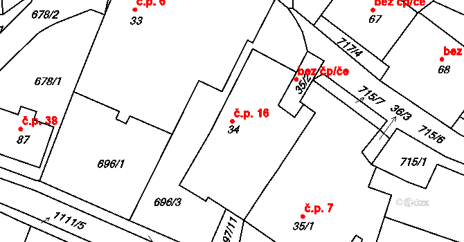 Vokov 16 na parcele st. 34 v KÚ Vokov u Rynárce, Katastrální mapa