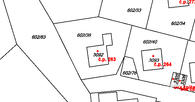 Dolní Předměstí 263, Trutnov na parcele st. 3092 v KÚ Trutnov, Katastrální mapa