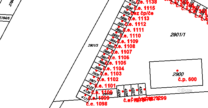 Kuřim 1105 na parcele st. 3897 v KÚ Kuřim, Katastrální mapa