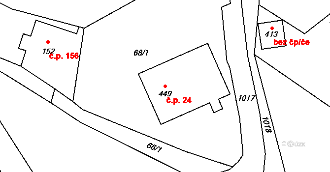 Špindlerův Mlýn 24 na parcele st. 449 v KÚ Špindlerův Mlýn, Katastrální mapa