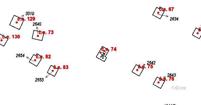 Hamrníky 74, Mariánské Lázně na parcele st. 2641 v KÚ Úšovice, Katastrální mapa