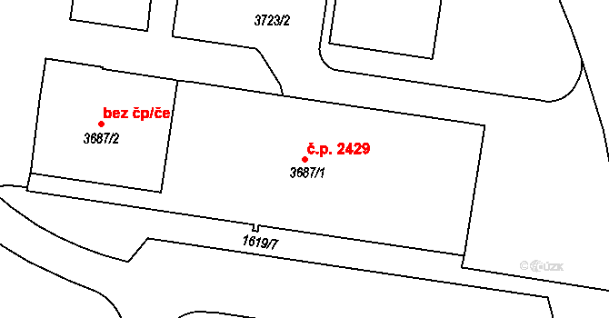 Dvůr Králové nad Labem 2429 na parcele st. 3687/1 v KÚ Dvůr Králové nad Labem, Katastrální mapa
