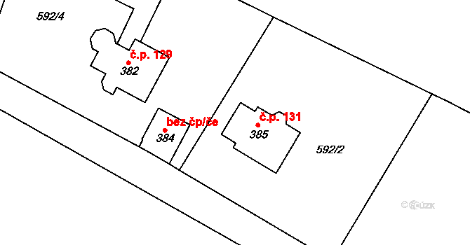 Žernovka 131, Mukařov na parcele st. 385 v KÚ Žernovka, Katastrální mapa