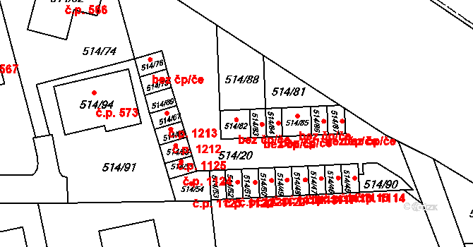 Dobšice 1221 na parcele st. 514/82 v KÚ Dobšice u Znojma, Katastrální mapa
