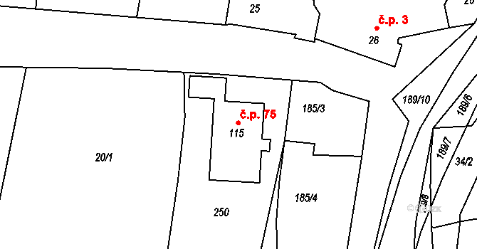 Bojanovice 75, Zlobice na parcele st. 115 v KÚ Bojanovice u Zlobic, Katastrální mapa