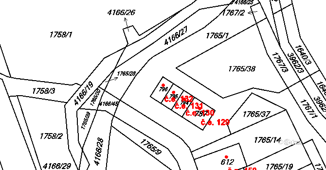 Libouchec 132 na parcele st. 796 v KÚ Libouchec, Katastrální mapa