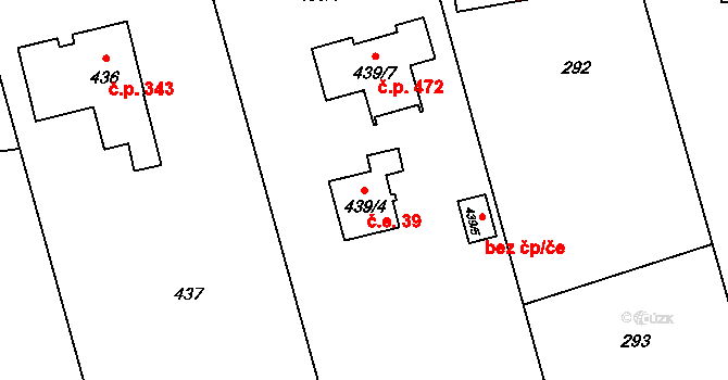 Záblatí 39, Bohumín na parcele st. 439/4 v KÚ Záblatí u Bohumína, Katastrální mapa