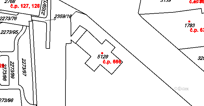Cheb 666 na parcele st. 5129 v KÚ Cheb, Katastrální mapa