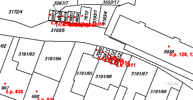 Zlín 3445 na parcele st. 7069 v KÚ Zlín, Katastrální mapa