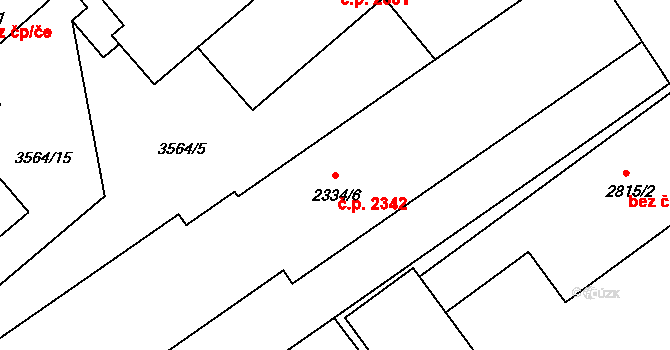 Kroměříž 2342 na parcele st. 2334/6 v KÚ Kroměříž, Katastrální mapa