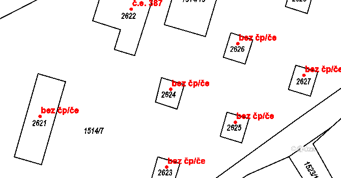 Ostravice 40336433 na parcele st. 2624 v KÚ Ostravice 1, Katastrální mapa