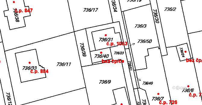 Opava 41939433 na parcele st. 736/40 v KÚ Kylešovice, Katastrální mapa