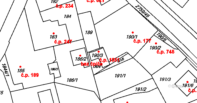 Kylešovice 1551, Opava na parcele st. 190/3 v KÚ Kylešovice, Katastrální mapa