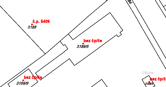 Chomutov 43206433 na parcele st. 3189/8 v KÚ Chomutov I, Katastrální mapa