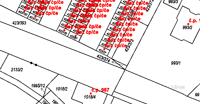 Nýřany 45758433 na parcele st. 423/37 v KÚ Kamenný Újezd u Nýřan, Katastrální mapa