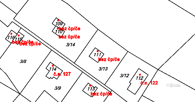 Řevnov 131, Chotoviny na parcele st. 111 v KÚ Řevnov, Katastrální mapa