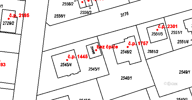 Plzeň 48142433 na parcele st. 2545/6 v KÚ Bolevec, Katastrální mapa