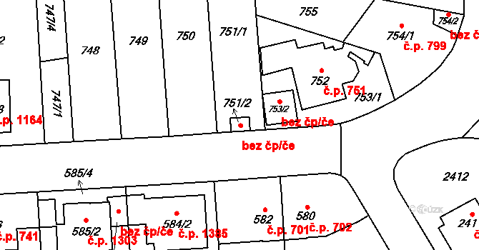 Praha 48356433 na parcele st. 751/2 v KÚ Radotín, Katastrální mapa