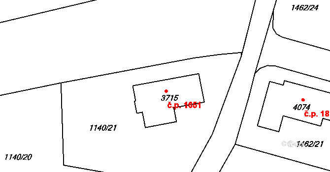 Humpolec 1651 na parcele st. 3715 v KÚ Humpolec, Katastrální mapa