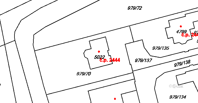 Nymburk 2444 na parcele st. 5022 v KÚ Nymburk, Katastrální mapa