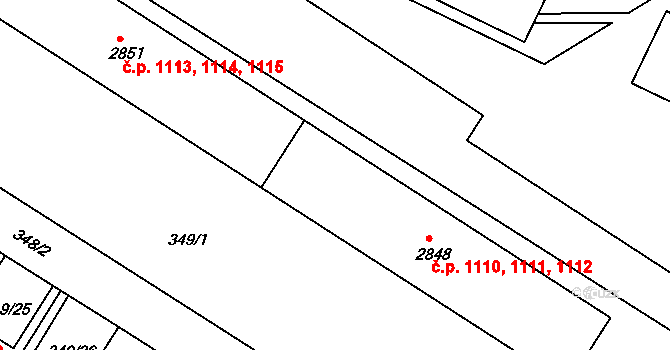 Náchod 1110,1111,1112 na parcele st. 2848 v KÚ Náchod, Katastrální mapa