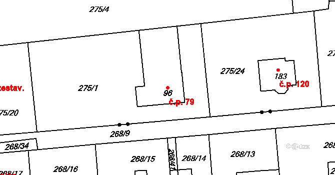 Blato 79, Mikulovice na parcele st. 96 v KÚ Blato, Katastrální mapa