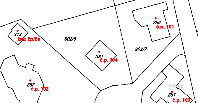 Lokot 104, Rychnov nad Kněžnou na parcele st. 331 v KÚ Lipovka u Rychnova nad Kněžnou, Katastrální mapa