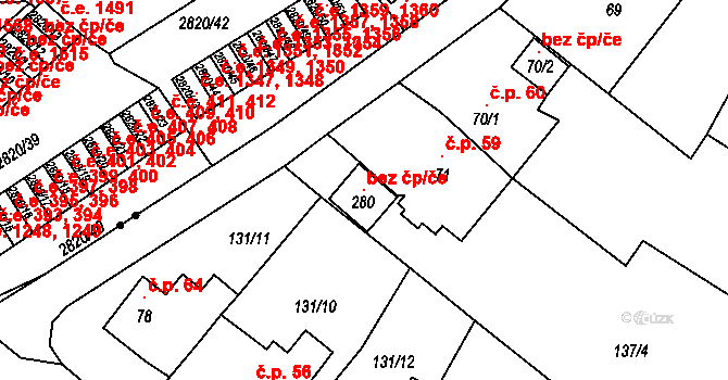 Děčín 96407433 na parcele st. 280 v KÚ Folknáře, Katastrální mapa