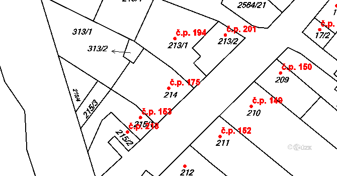 Vranovice 175 na parcele st. 214 v KÚ Vranovice nad Svratkou, Katastrální mapa
