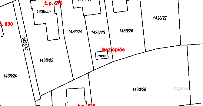 Slavkov 105428434 na parcele st. 1436/58 v KÚ Slavkov u Opavy, Katastrální mapa