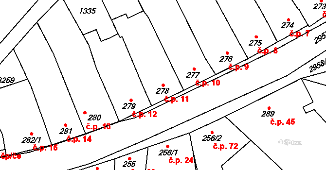 Tovačov II-Annín 11, Tovačov na parcele st. 278 v KÚ Tovačov, Katastrální mapa
