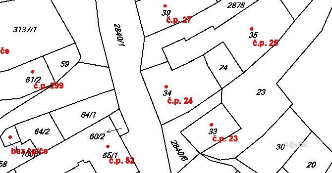 Teplá 24 na parcele st. 34 v KÚ Teplá, Katastrální mapa
